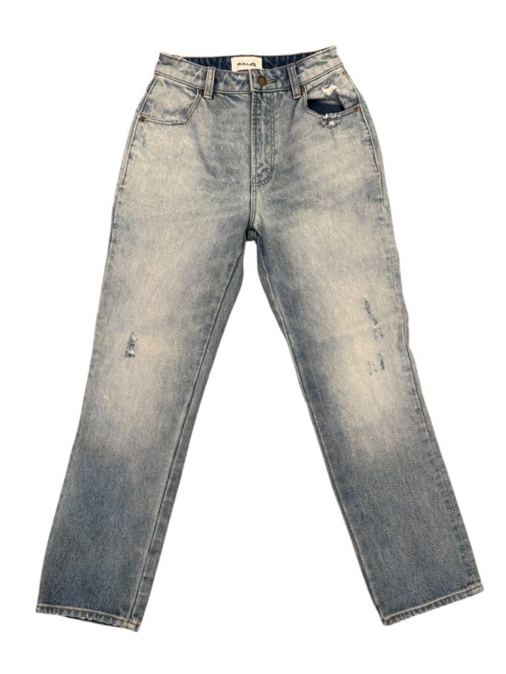 Rolla's Original Cropped Straight Jeans Sz 24 Light Denim Distressed